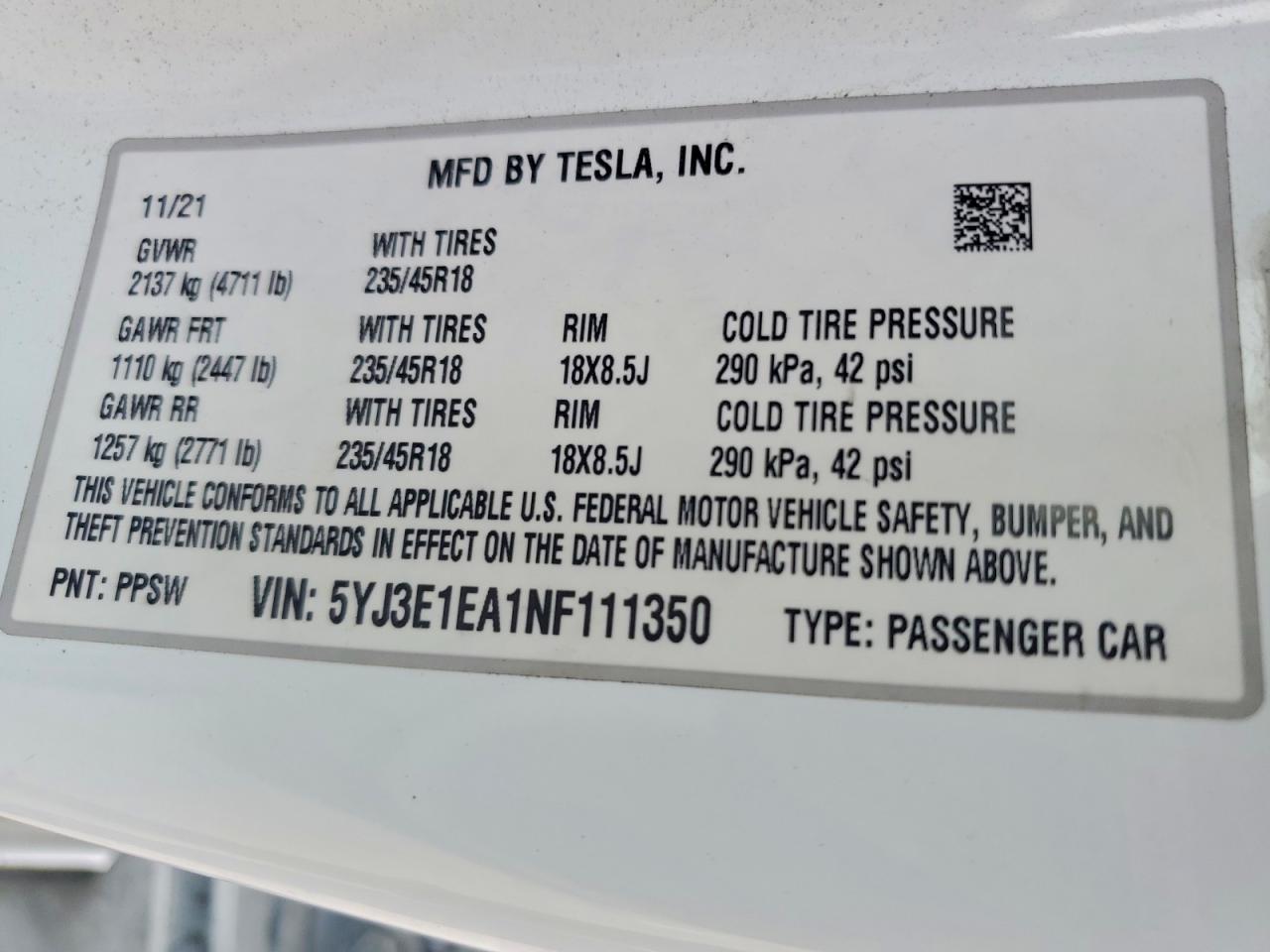 2022 TESLA MODEL 3 photo 23