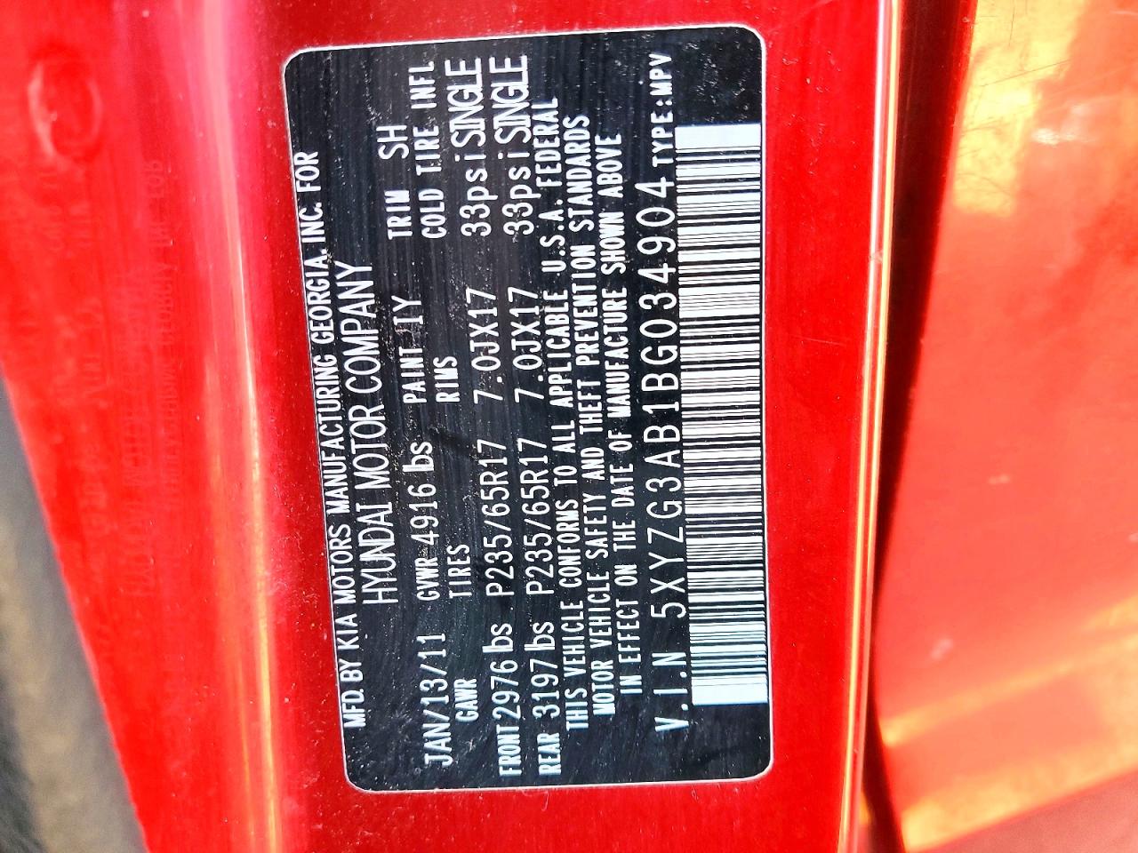 2011 HYUNDAI SANTA FE photo 34