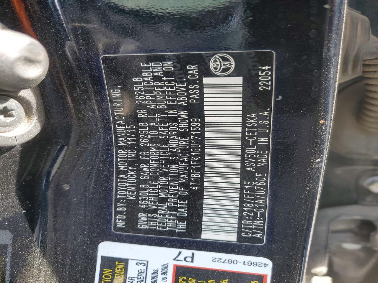2016 TOYOTA CAMRY LE photo 34