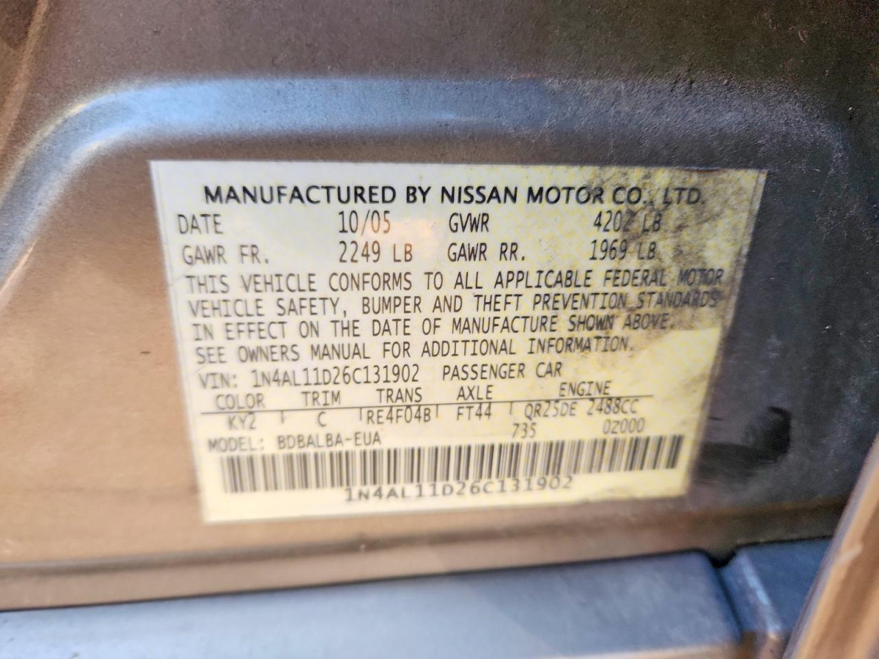 2006 NISSAN ALTIMA S photo 25