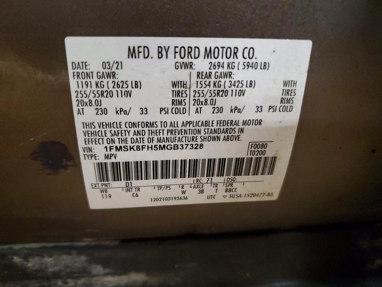 2021 FORD EXPLORER LIMITED photo 37
