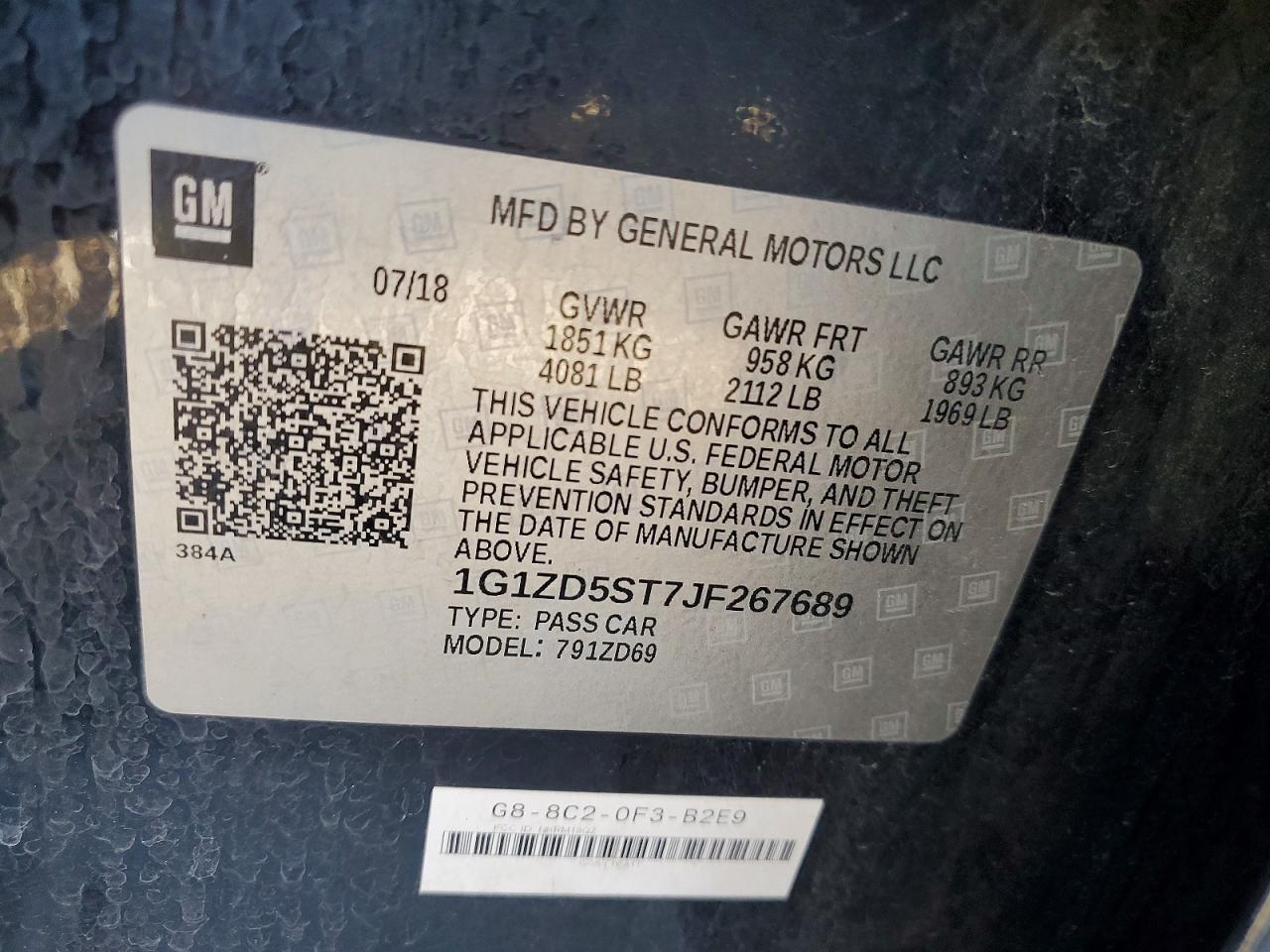2018 CHEVROLET MALIBU LT photo 12