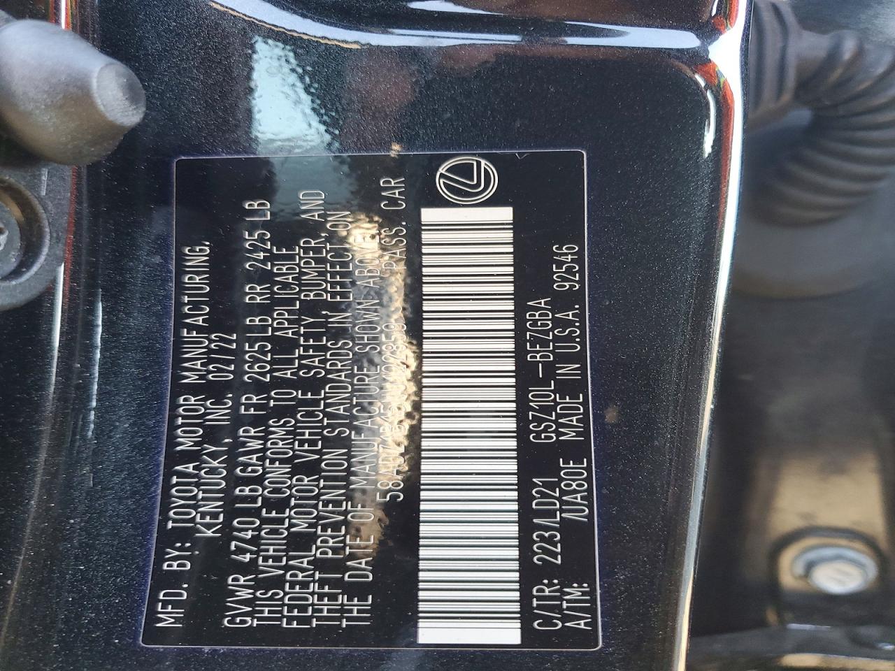 2022 LEXUS ES 350 BASE photo 13