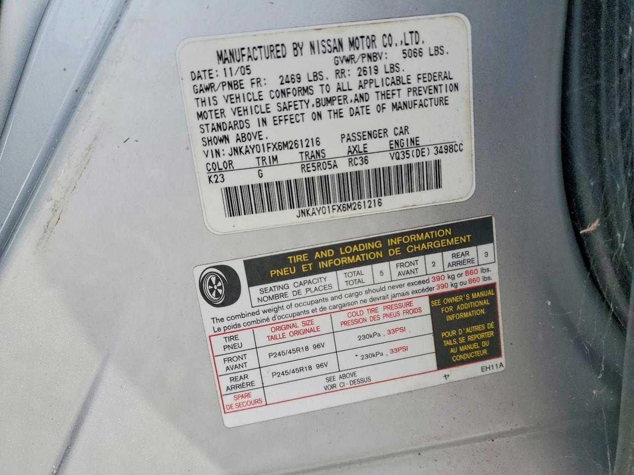 2006 INFINITI M35 BASE photo 23
