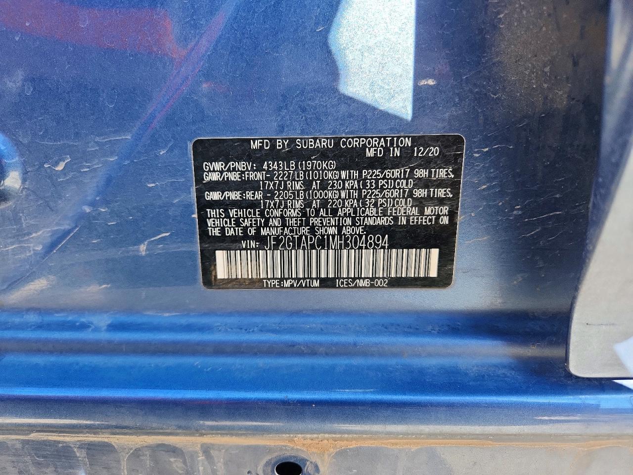 2021 SUBARU CROSSTREK PREMIUM photo 13