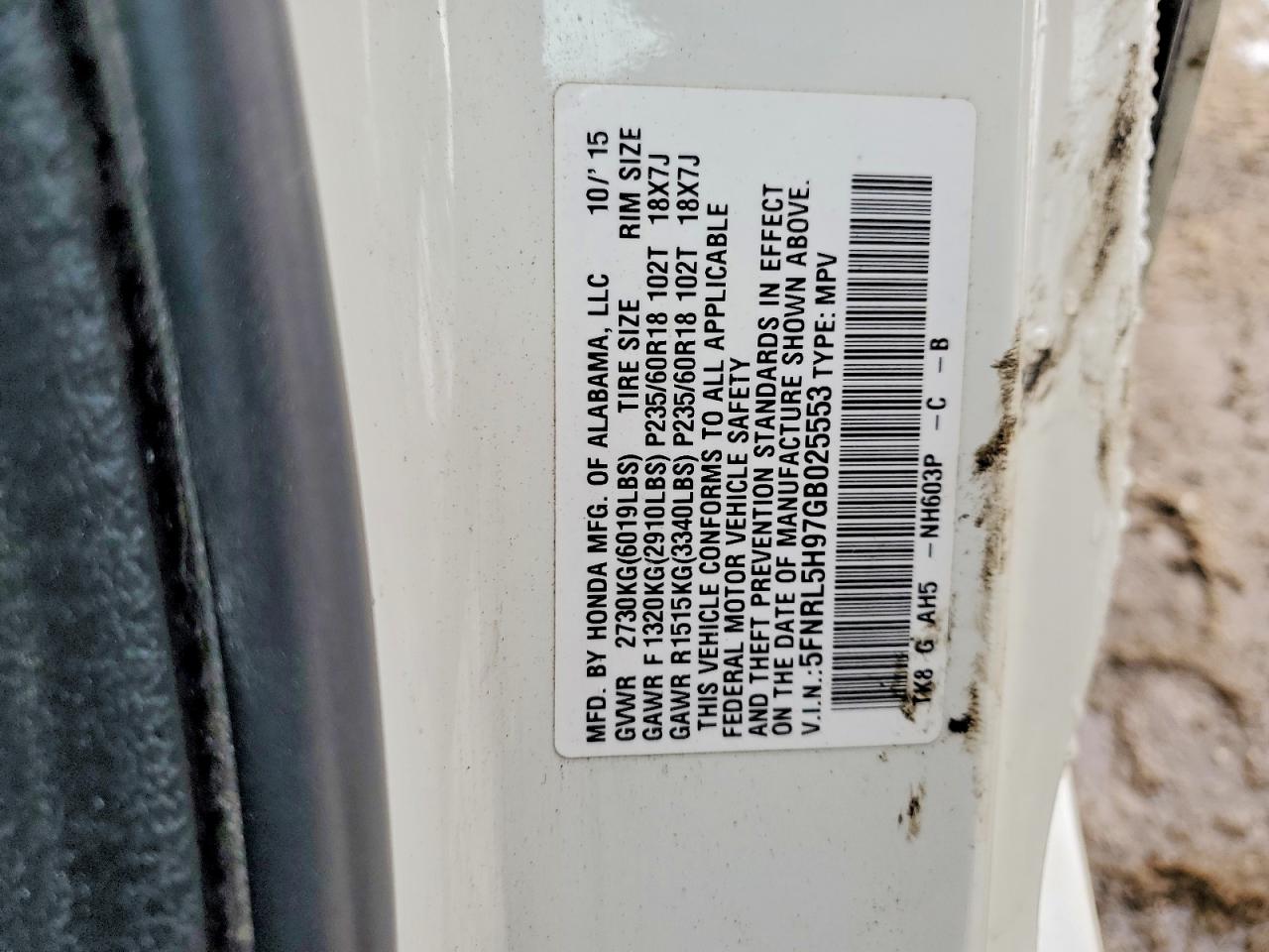2016 HONDA ODYSSEY TOURING photo 27