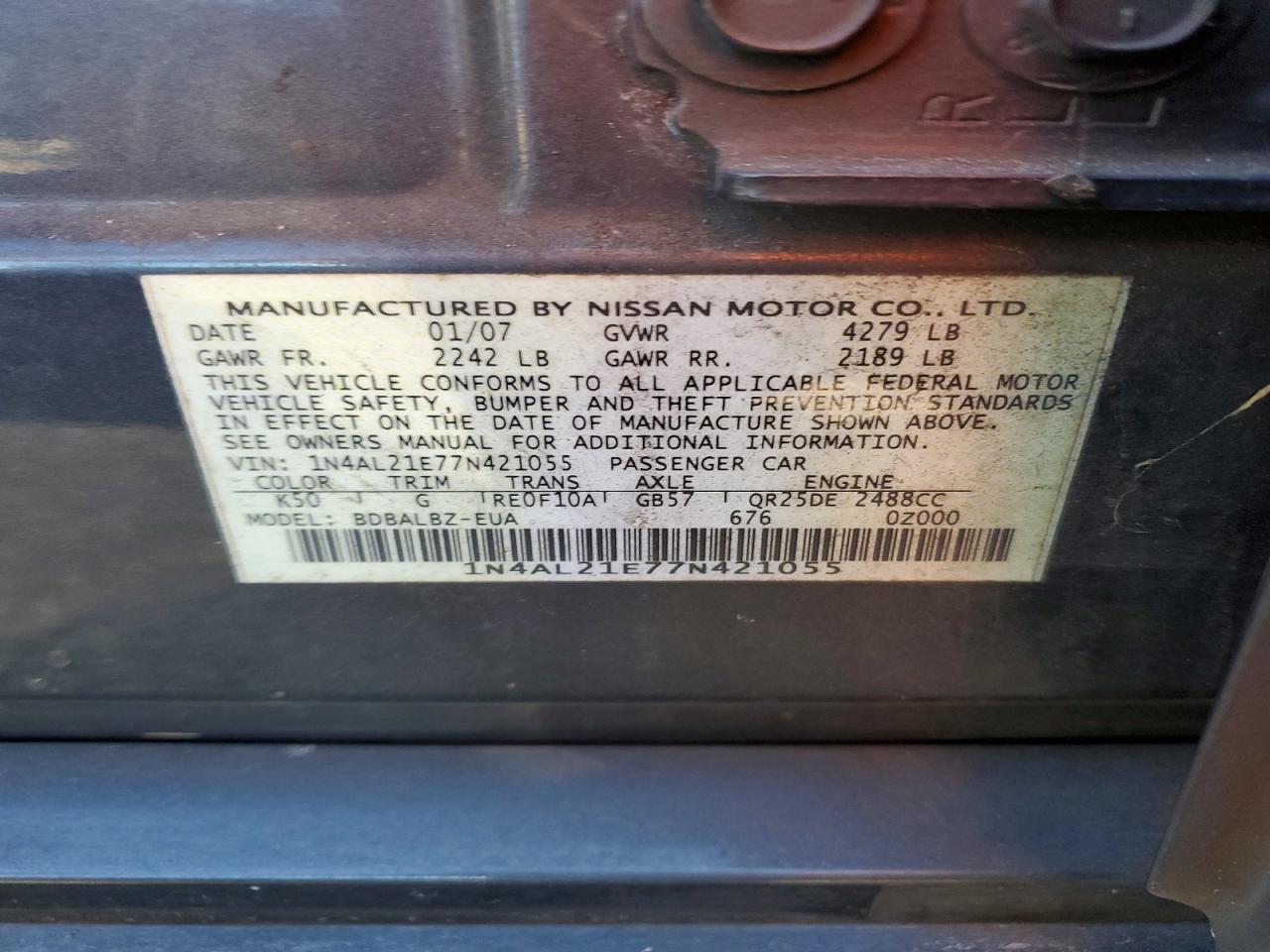 2007 NISSAN ALTIMA 2.5 photo 23