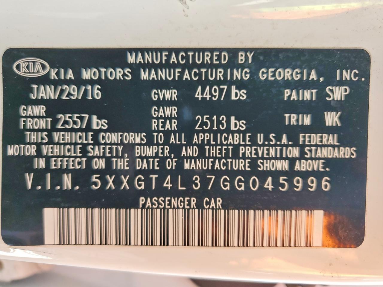 2016 KIA OPTIMA LX photo 12