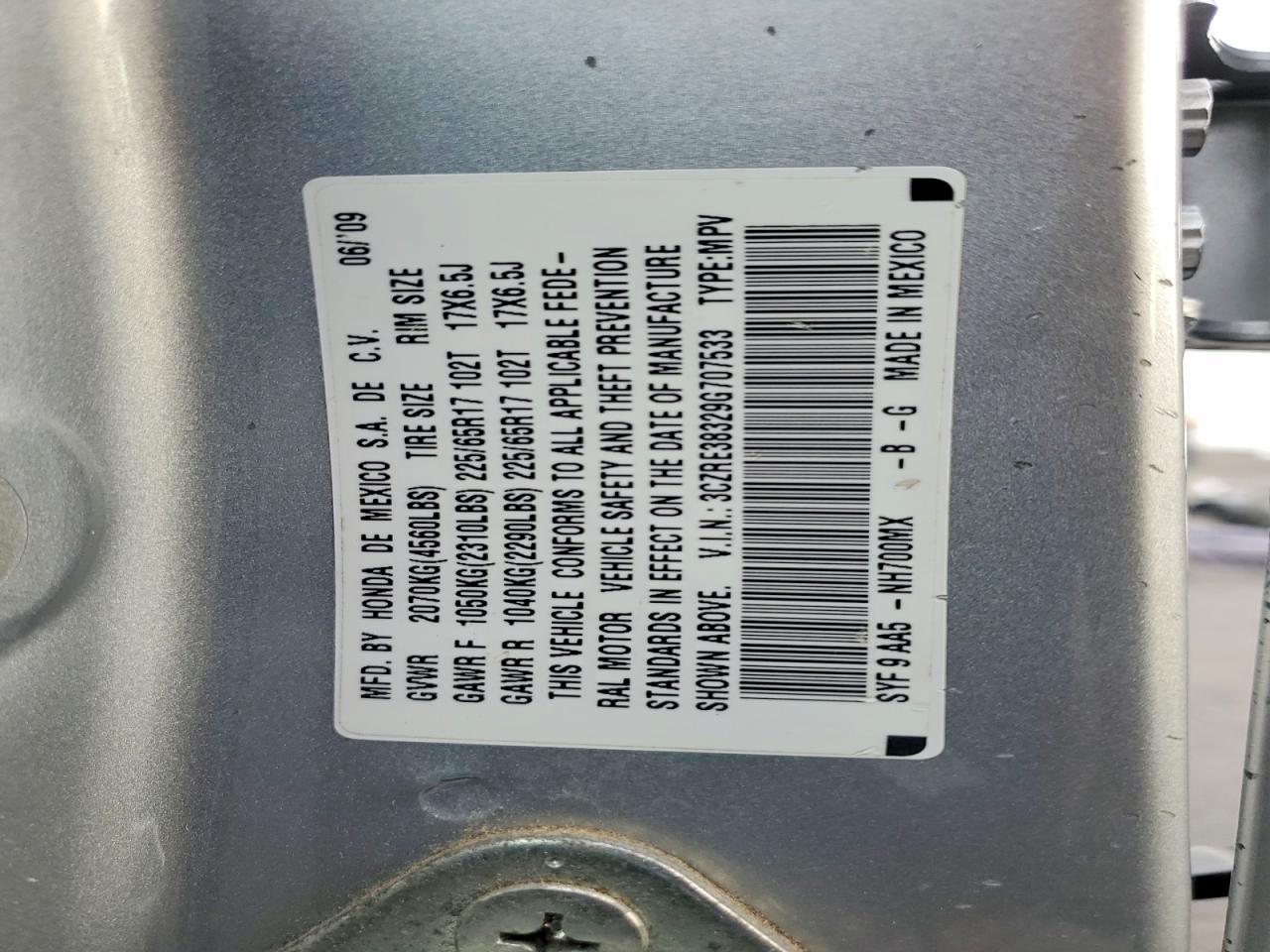 2009 HONDA CR-V LX photo 25