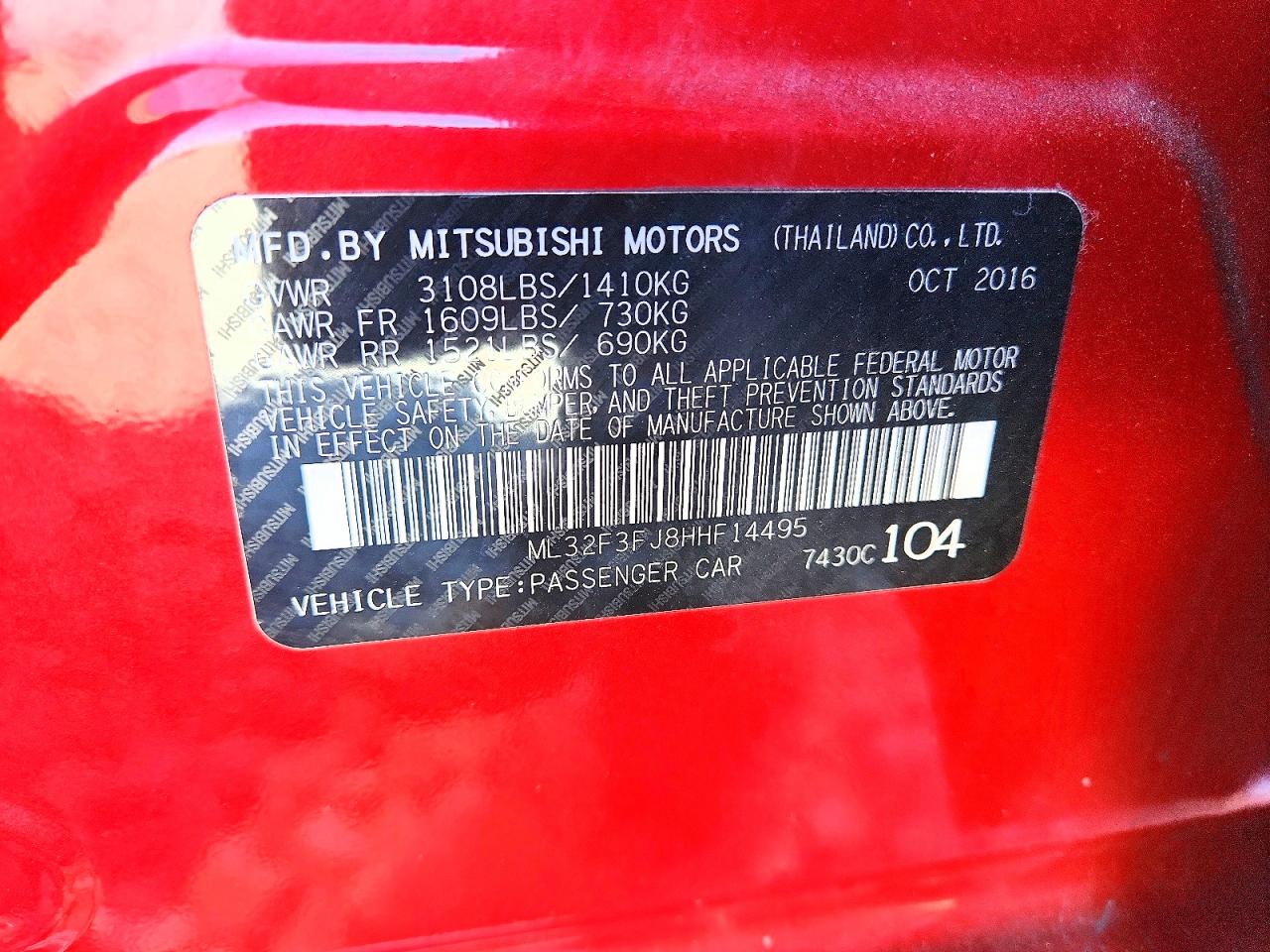 2017 MITSUBISHI MIRAGE G4 ES photo 23