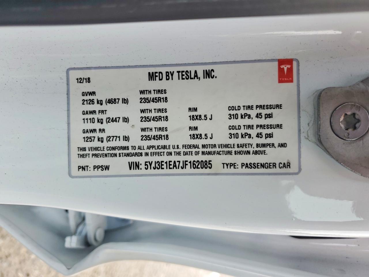 2018 TESLA MODEL 3 photo 23