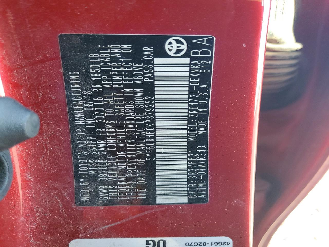2019 TOYOTA COROLLA L photo 23