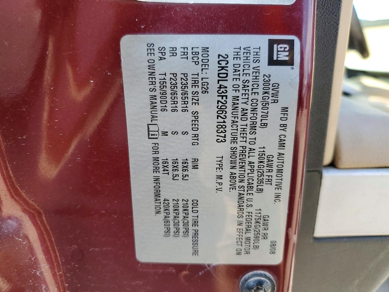2009 PONTIAC TORRENT photo 13