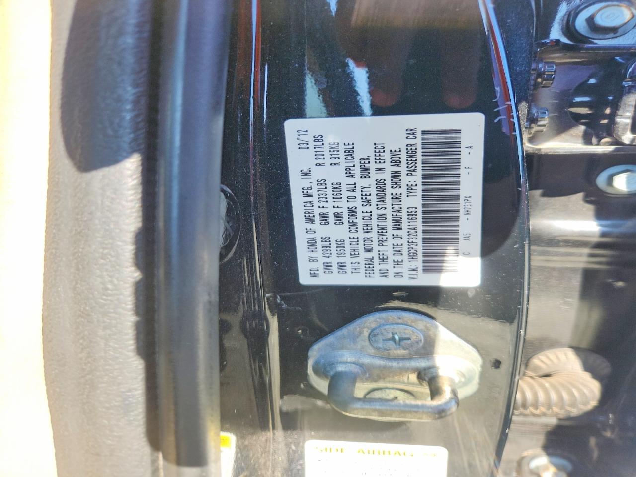 2012 HONDA ACCORD LX photo 13