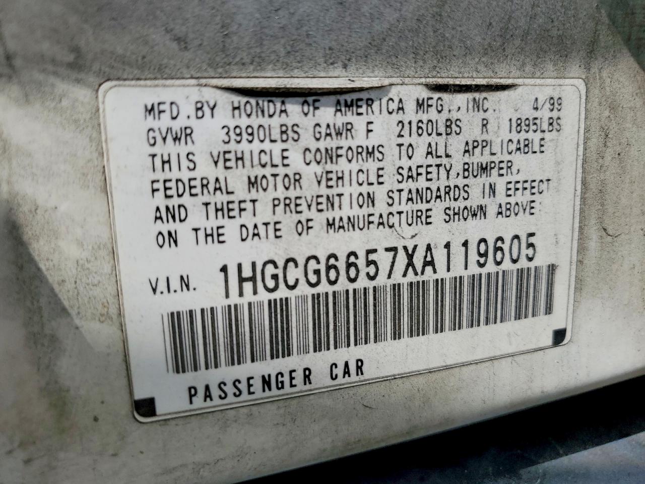 1999 HONDA ACCORD LX photo 13