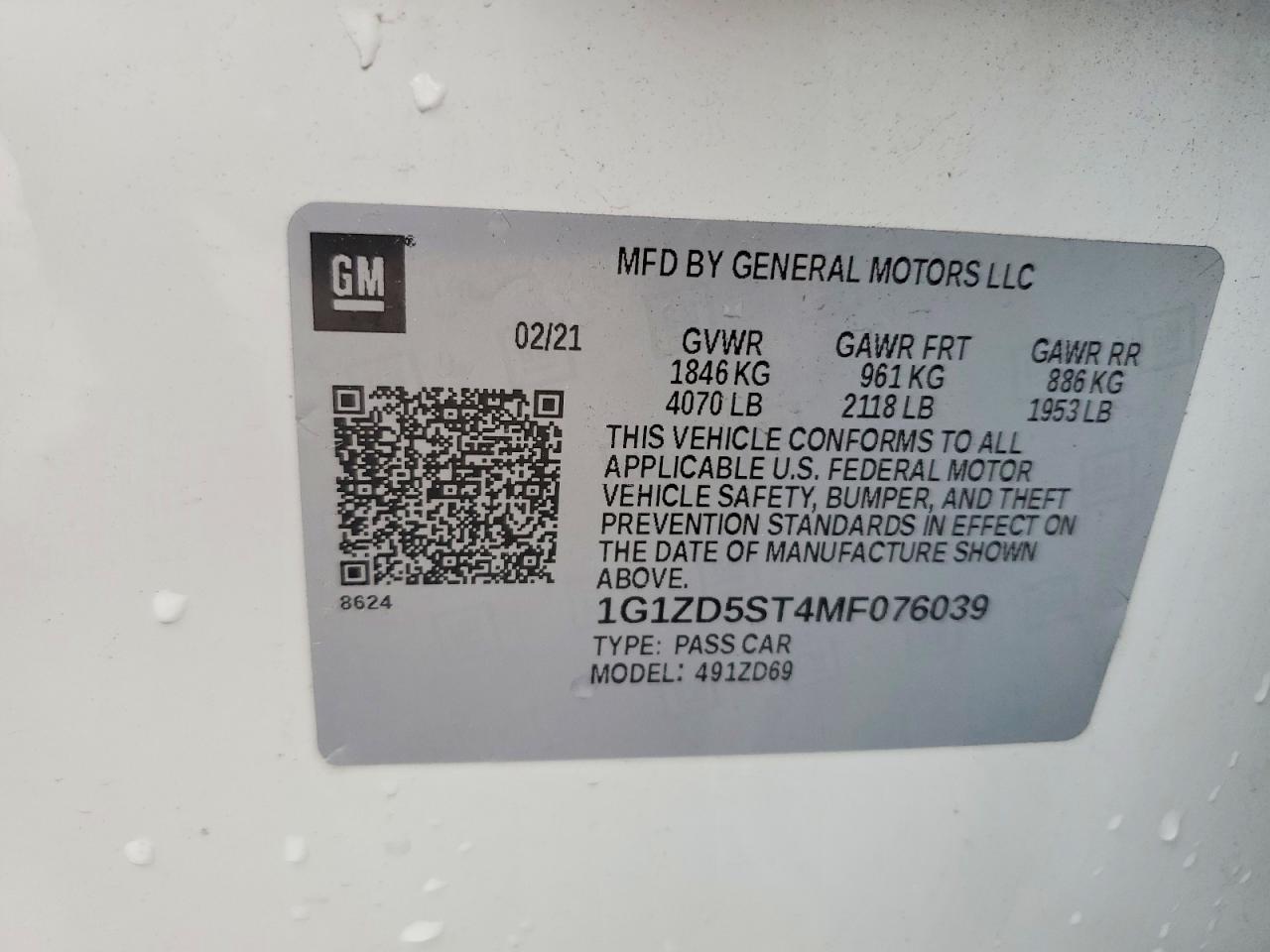 2021 CHEVROLET MALIBU LT photo 12