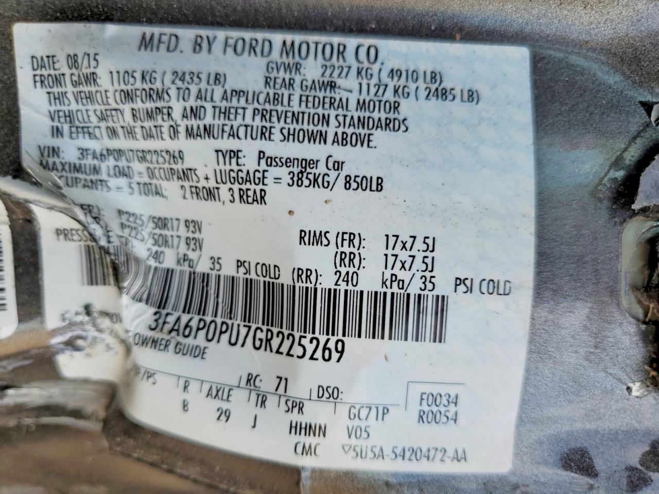 2016 FORD FUSION SE PHEV photo 13