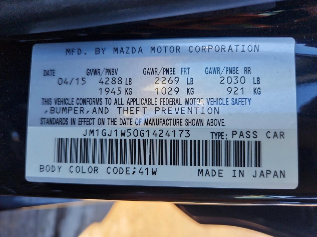 2016 MAZDA 6 GRAND TOURING photo 37