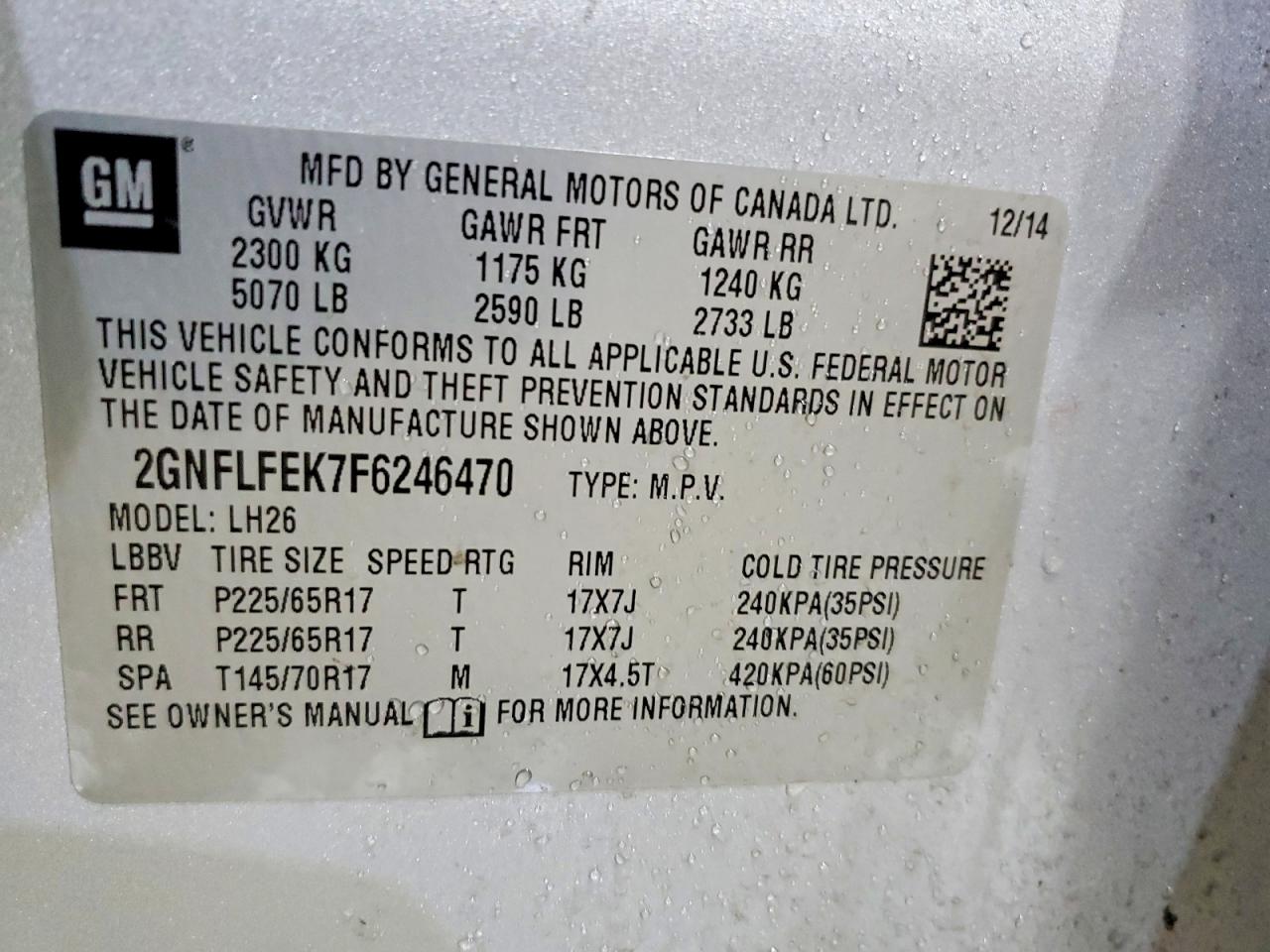 2015 CHEVROLET EQUINOX LT photo 13