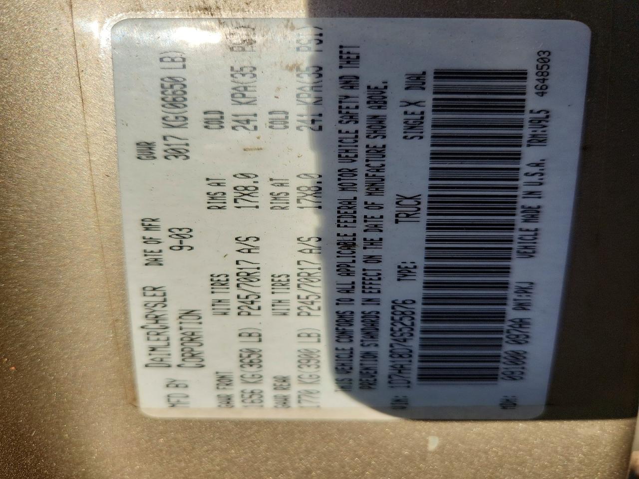 2004 DODGE RAM 1500 ST photo 12