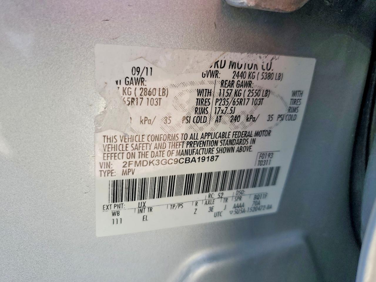 2012 FORD EDGE SE photo 12