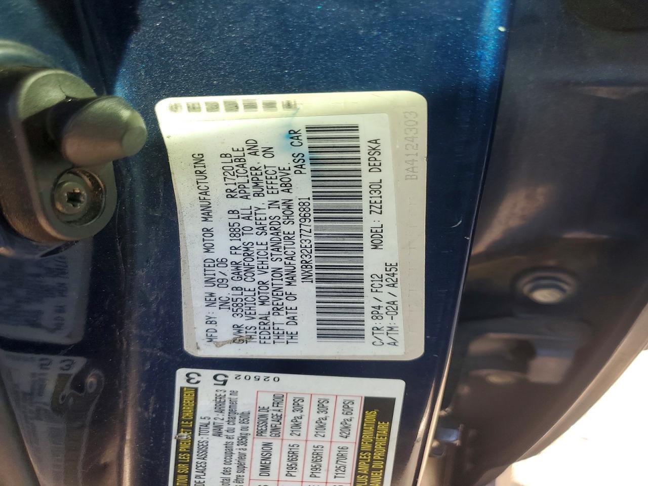 2007 TOYOTA COROLLA CE photo 12
