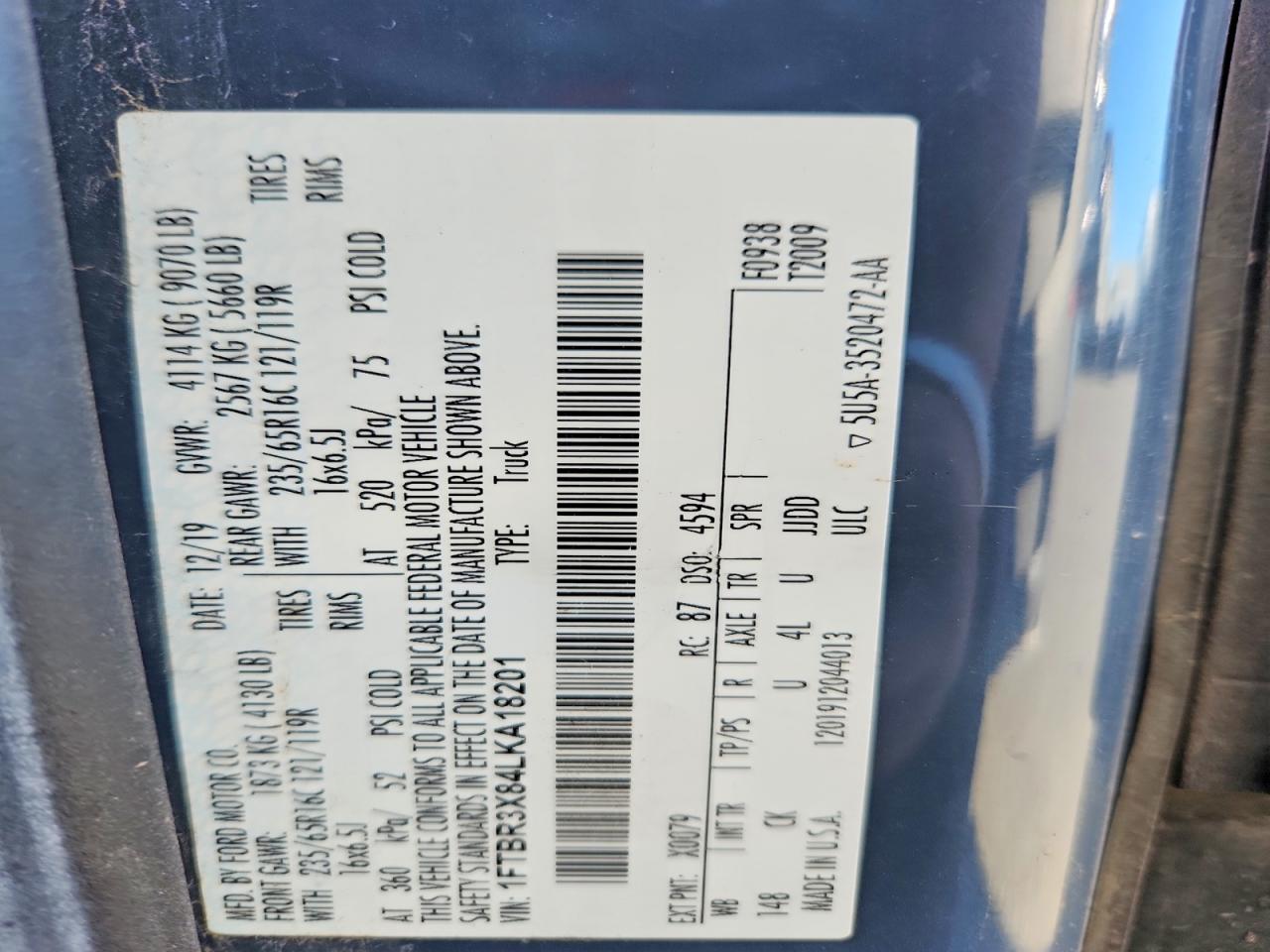 2020 FORD TRANSIT T-250 photo 34