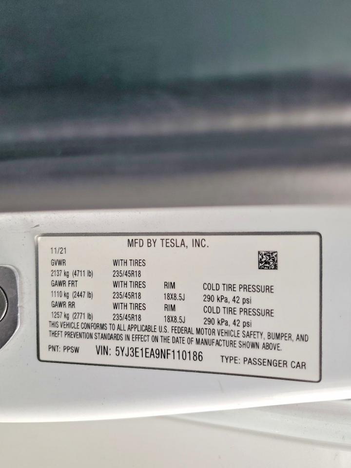 2022 TESLA MODEL 3 photo 23