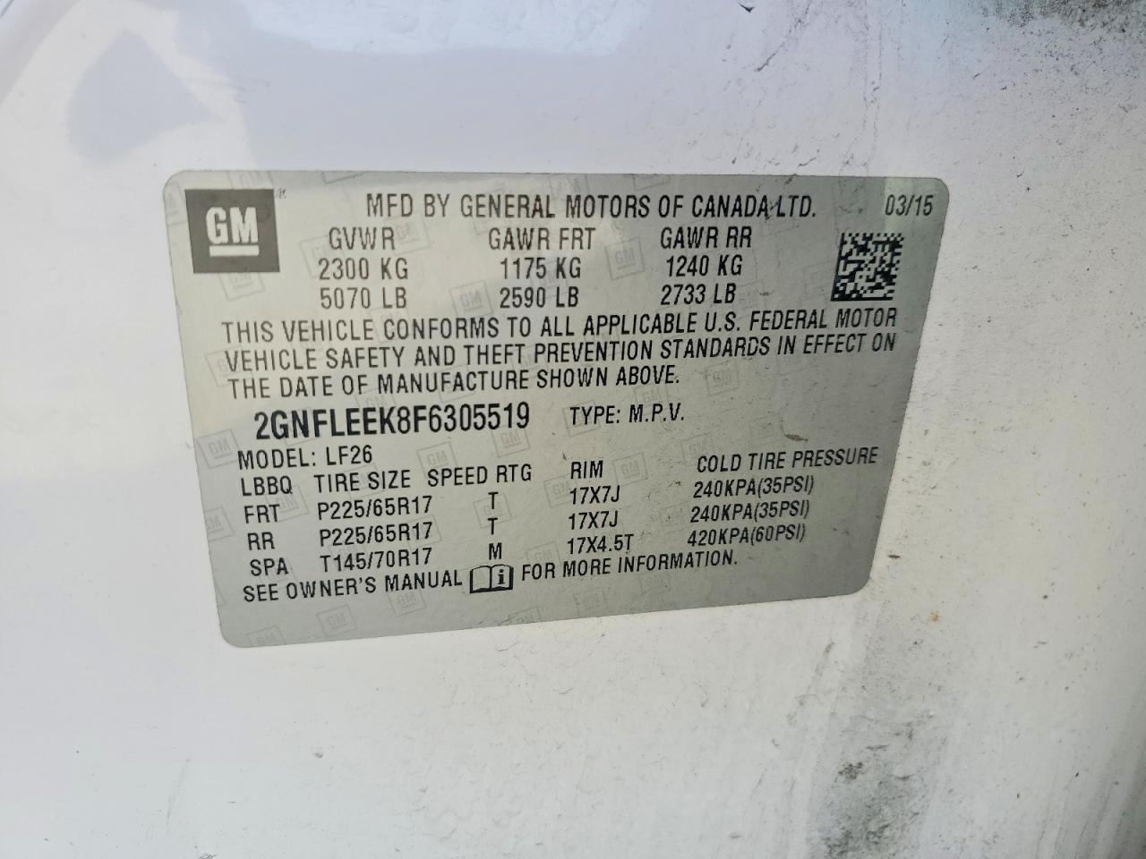 2015 CHEVROLET EQUINOX LS photo 12