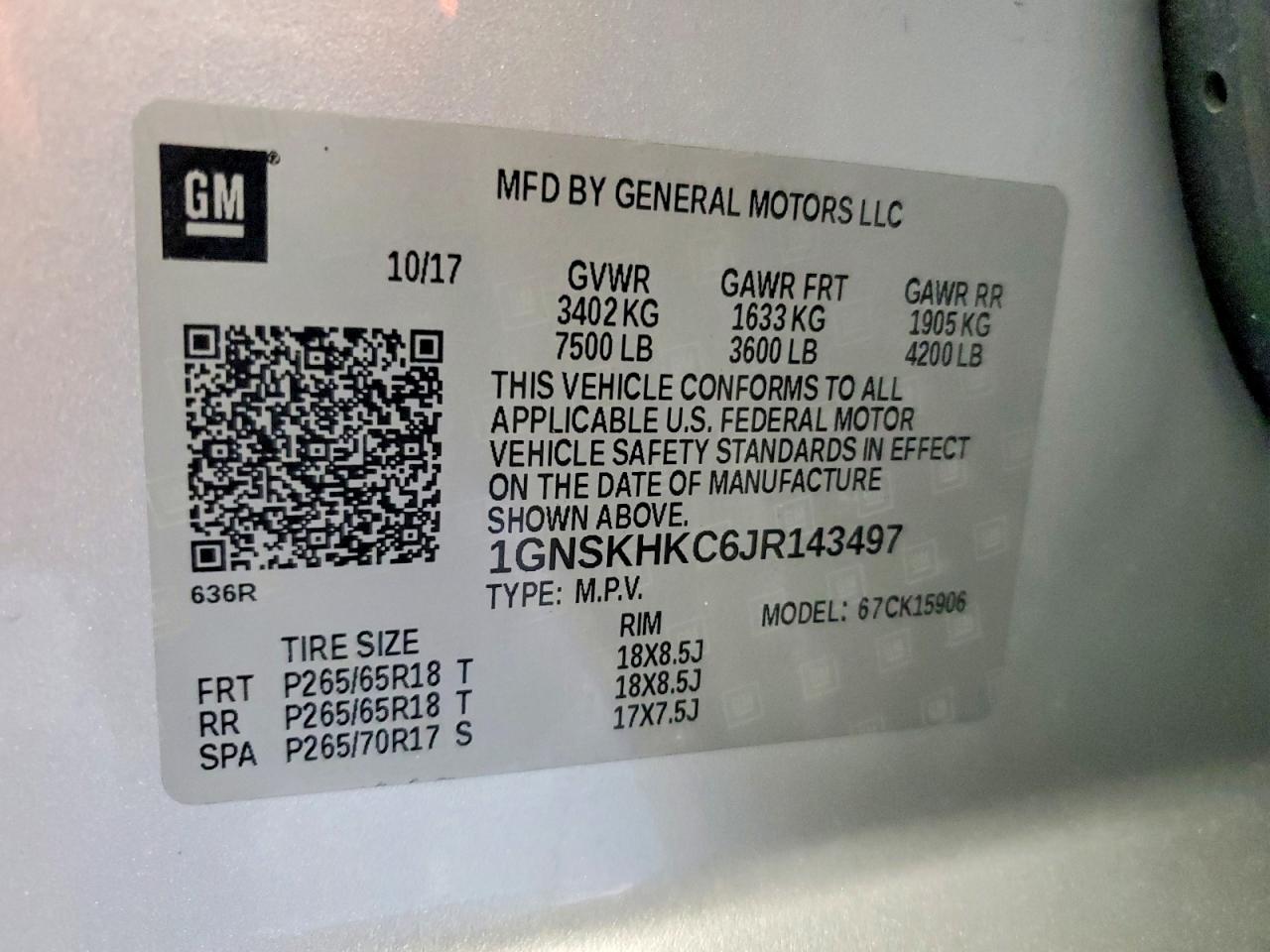 2018 CHEVROLET SUBURBAN K1500 LT photo 14