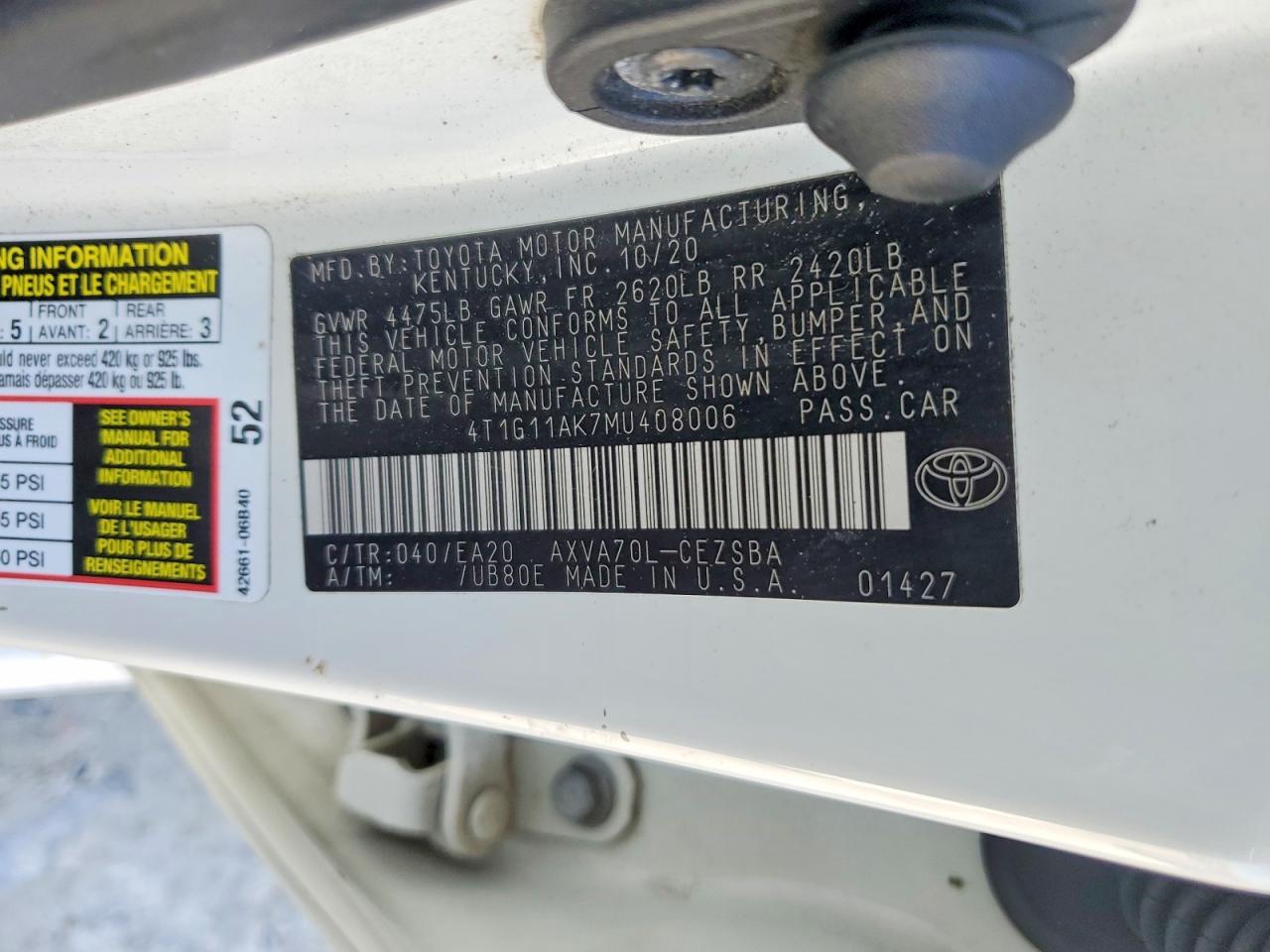 2021 TOYOTA CAMRY SE photo 23
