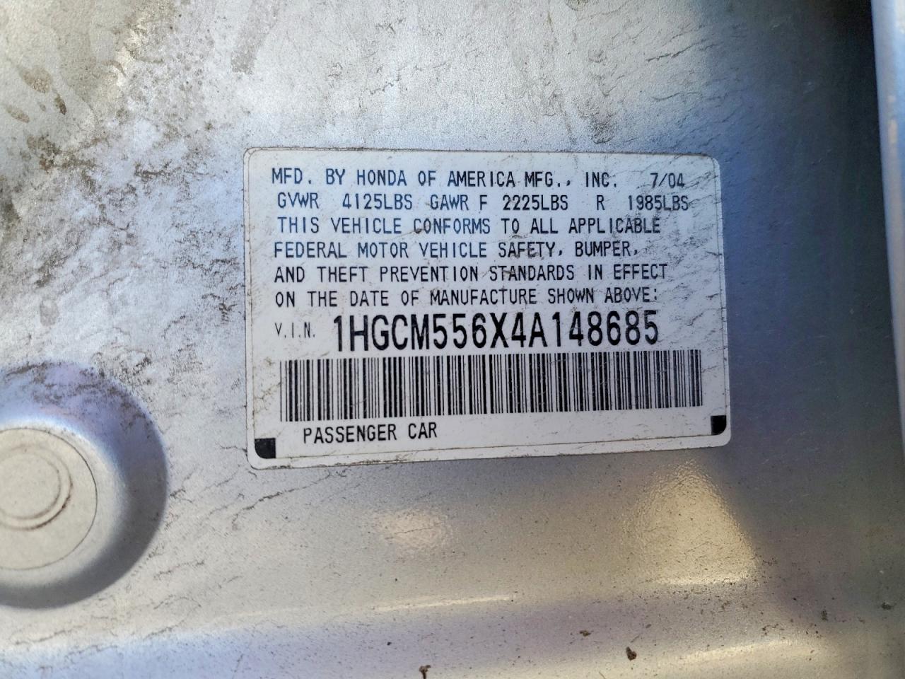 2004 HONDA ACCORD EX photo 25