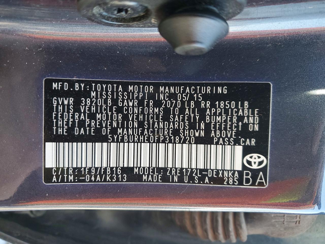 2015 TOYOTA COROLLA L photo 12