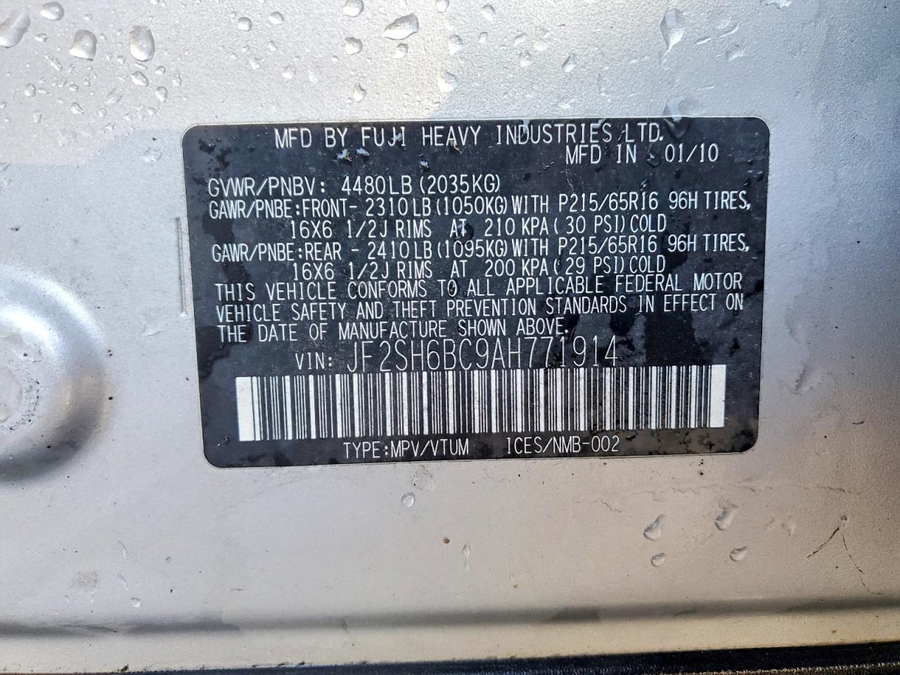 2010 SUBARU FORESTER XS photo 12