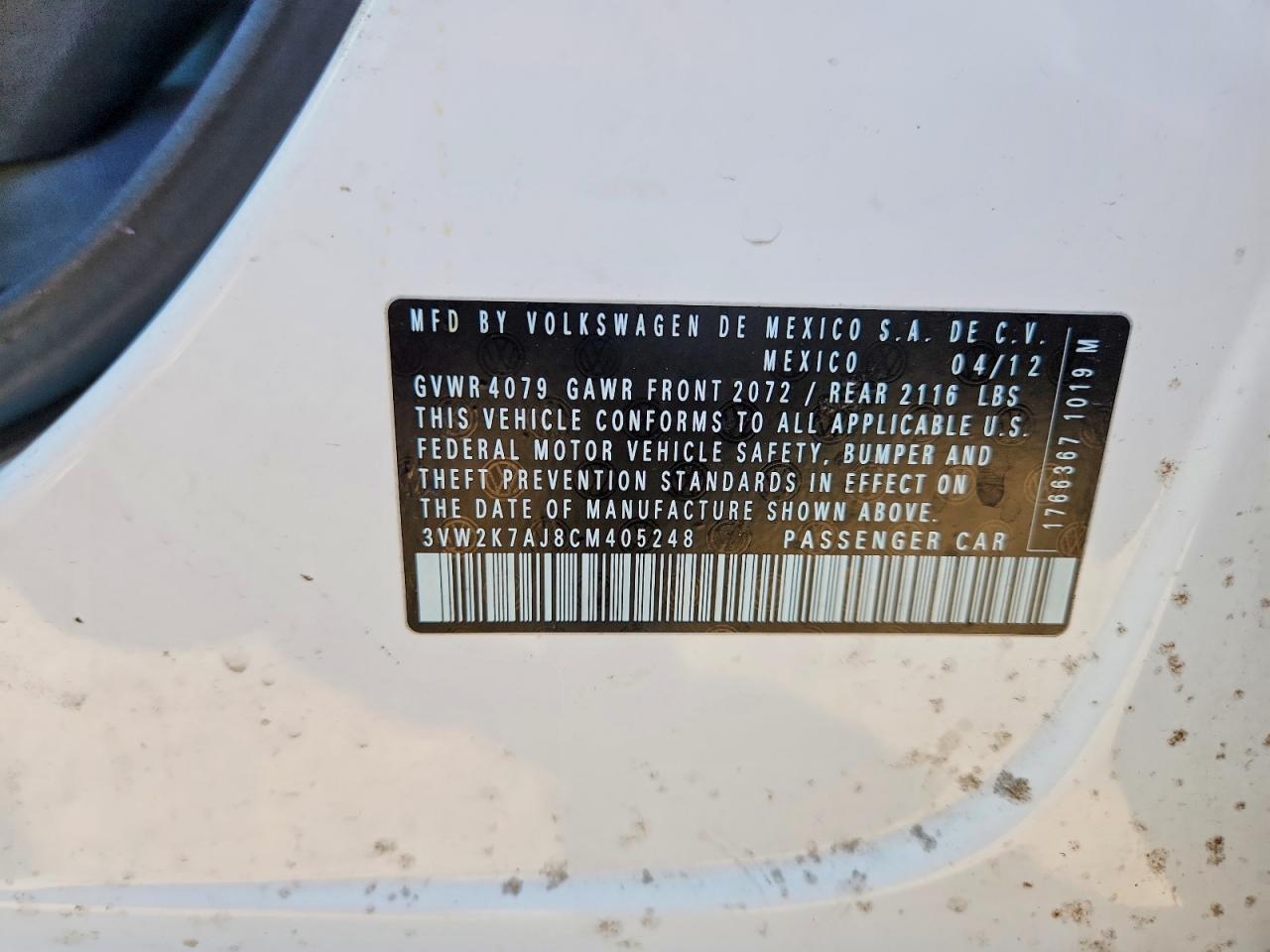 2012 VOLKSWAGEN JETTA BASE photo 12