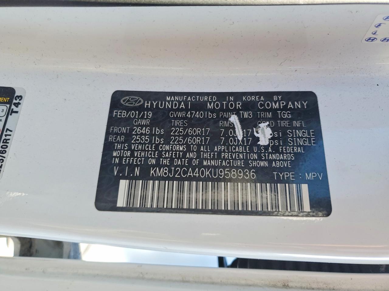 2019 HYUNDAI TUCSON SE photo 40