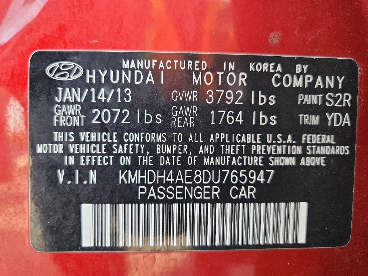 2013 HYUNDAI ELANTRA GLS photo 12