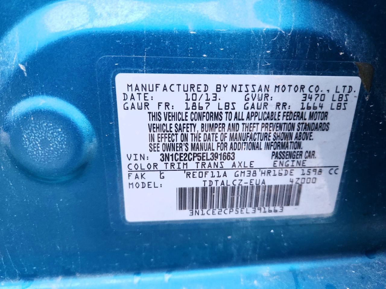 2014 NISSAN VERSA NOTE S PLUS photo 12