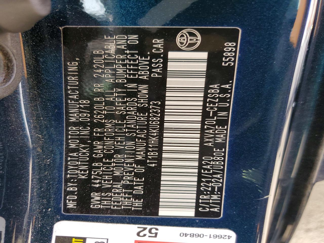 2019 TOYOTA CAMRY photo 23