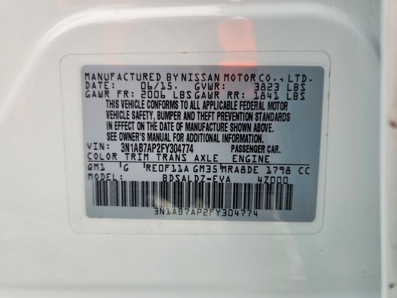 2015 NISSAN SENTRA S photo 34