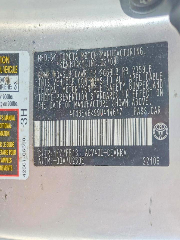 2009 TOYOTA CAMRY BASE photo 12