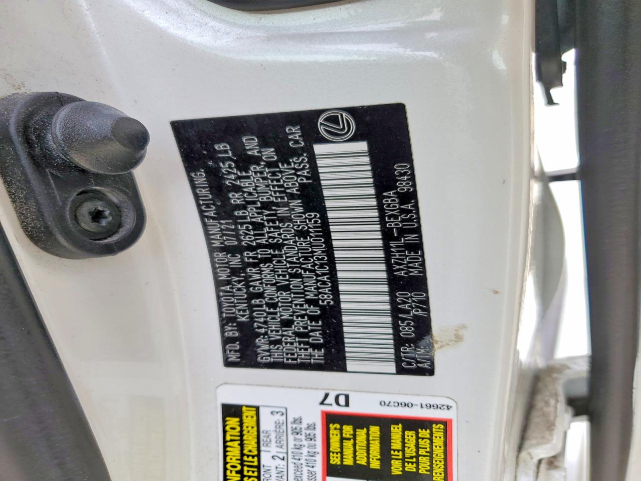 2021 LEXUS ES 300H BASE photo 13