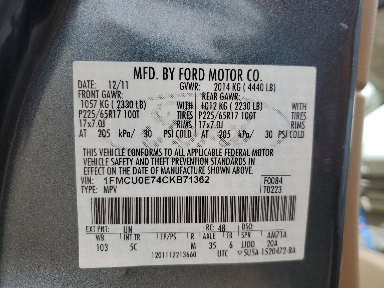 2012 FORD ESCAPE LIMITED photo 23