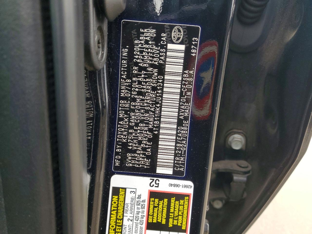 2018 TOYOTA CAMRY SE photo 13