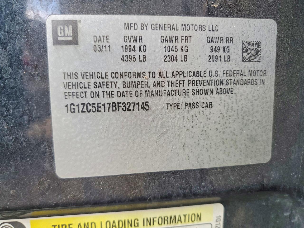 2011 CHEVROLET MALIBU 1LT photo 12