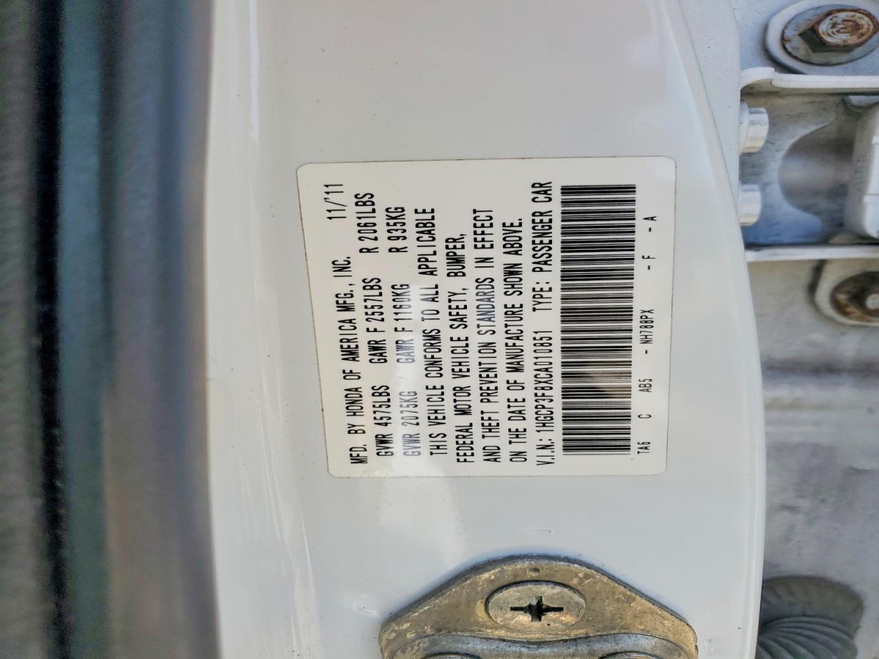 2012 HONDA ACCORD EXL photo 23