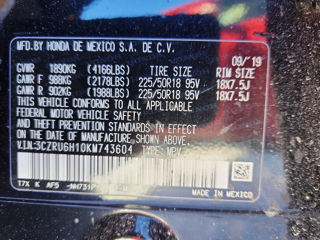 2019 HONDA HR-V SPORT photo 12