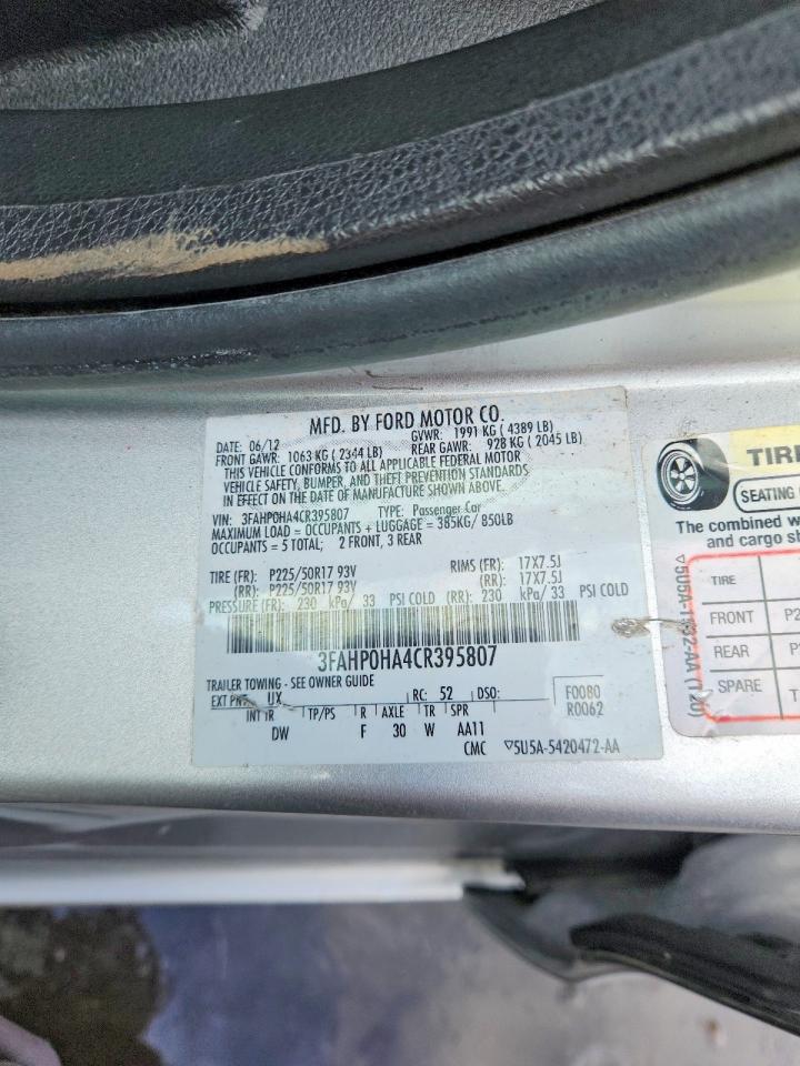 2012 FORD FUSION SE photo 34