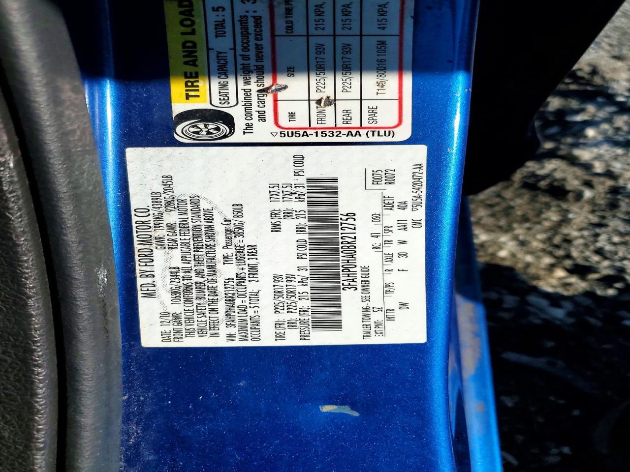 2011 FORD FUSION SE photo 12