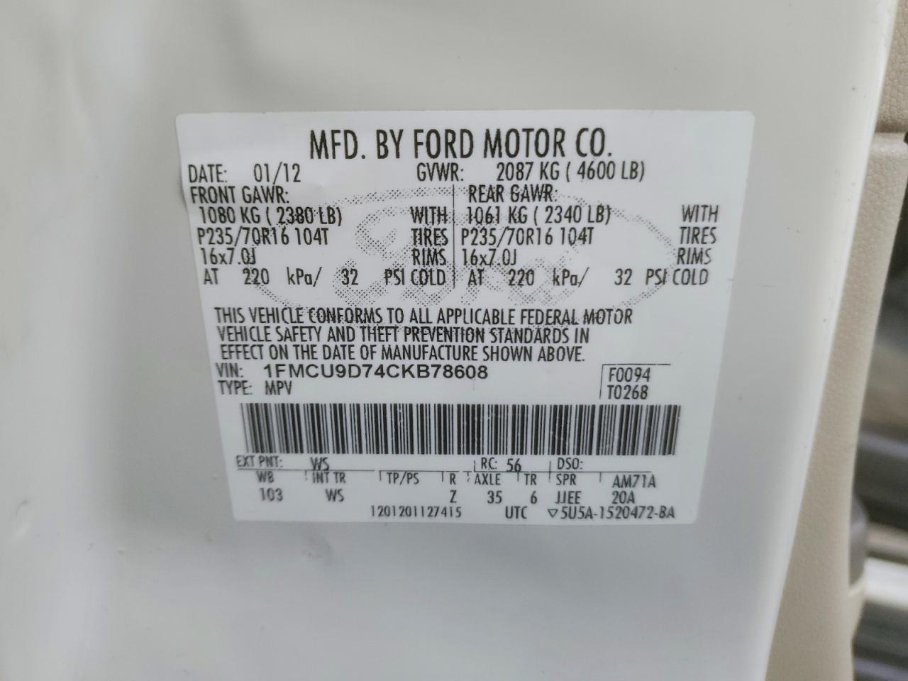 2012 FORD ESCAPE XLT photo 13